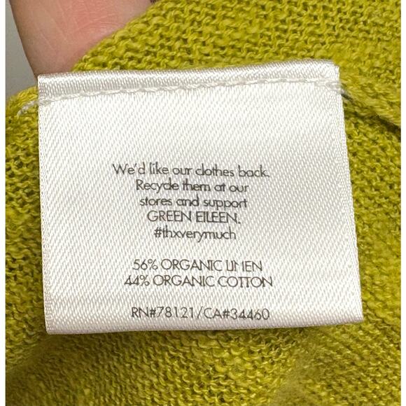 Eileen Fisher Linen Blend Sweater Green V Neck Loose Fit Women's Size XL - Picture 5 of 6